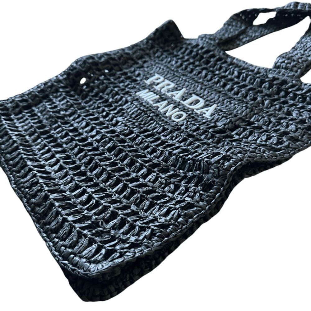 Brand New Prada Black Raffia Tote Bag - Picture 3 of 6